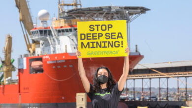 Photo of GREENPEACE IN AZIONE PER LA PRIMA VOLTA IN MARE CONTRO L’INDUSTRIA MINERARIA