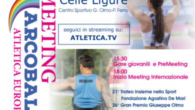 Photo of A Celle Ligure giovedì 22 ligure il 32° Meeting Arcobaleno AtleticaEuropa