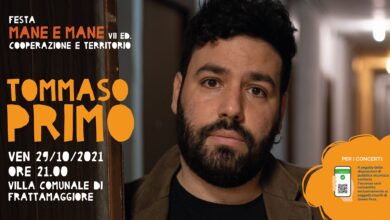 Photo of Tommaso Primo in concerto alla festa della cooperazione “Mane e mane”, alla Villa comunale di Frattamaggiore (Napoli)