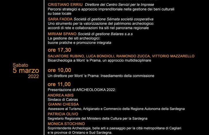 Cabras Archeologica 2022 primo week end di marzo