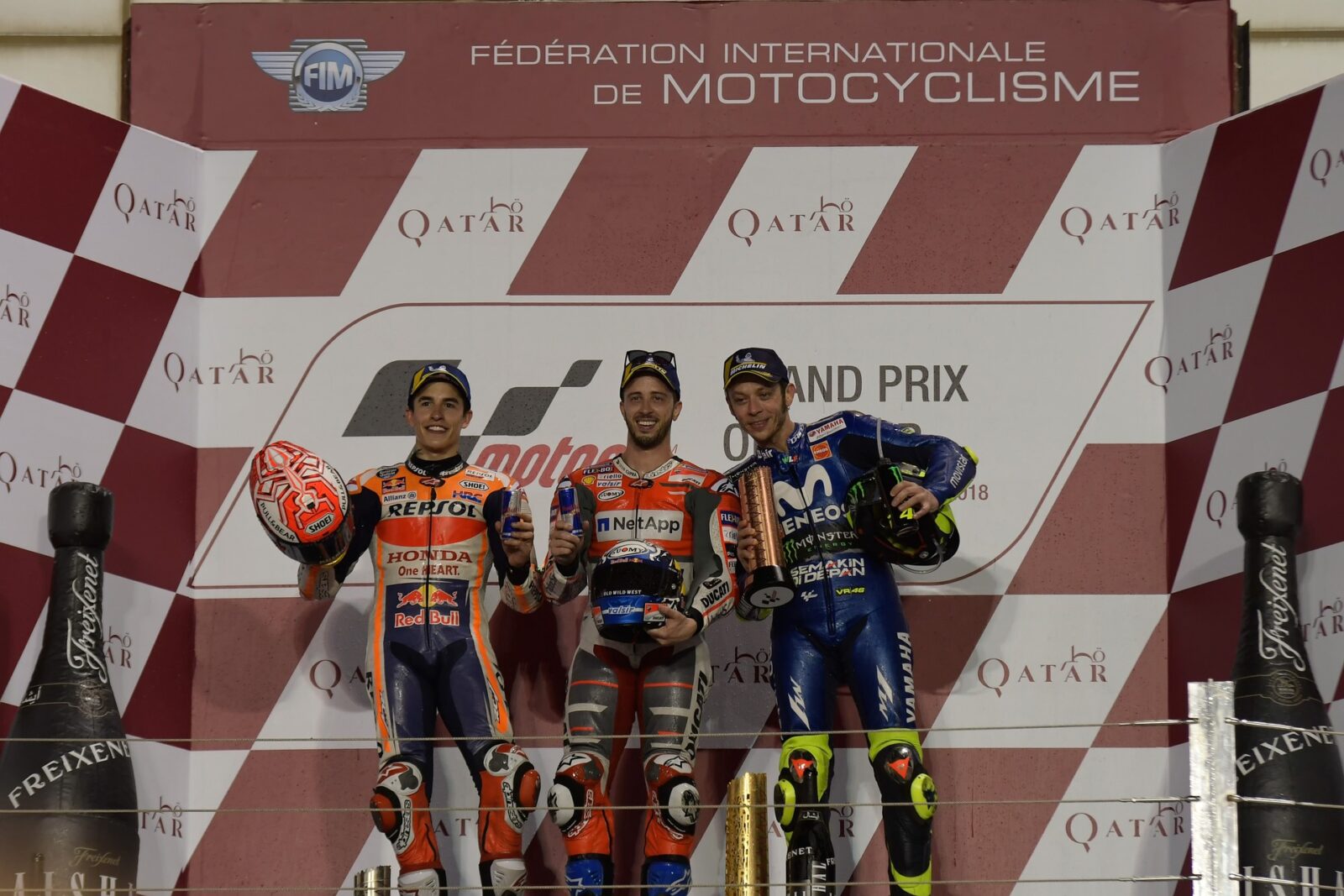 motogp rossi marquez dovizioso qatar gp 2018 podium