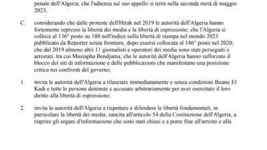 Photo of Parlamento Europeo approva risoluzione d’urgenza sulla repressione della stampa in Algeria