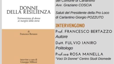 Photo of Carlantino, presentazione del libro di Francesco Bertazzo “Donne della resilienza”