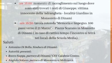 Photo of Dinami, voci di Memoria in ricordo di Giuseppe Russo Luzza
