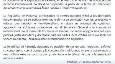 Photo of Comunicato integrale del Ministero degli Affari Esteri di Panama sulla sospensione delle relazioni diplomatiche tra Panama e la pseudo rasd creata dal Gheddafi e Algeria