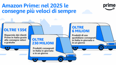 Photo of Amazon, consegne Prime: nel 2025 in Italia oltre 230 milioni di prodotti consegnati in giornata o in un giorno.