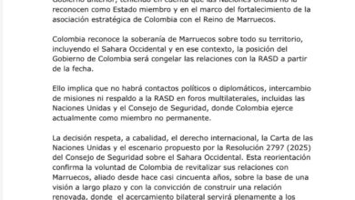 Photo of Nuovo comunicato di Colombia di sostegno alla sovranità del Marocco sul Sahara, il congelamento del suo riconoscimento della pseudo “rasd” e il suo sostegno al Regno nel Consiglio di Sicurezza dell’ONU